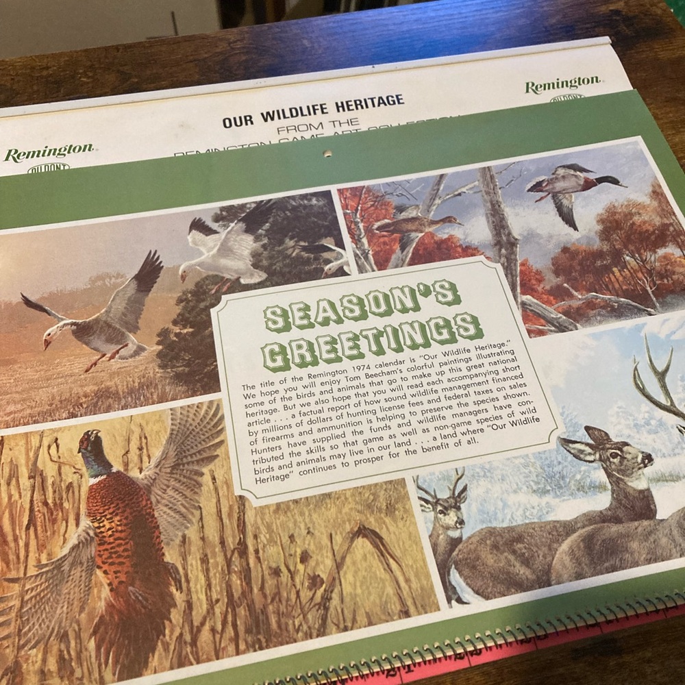 Vintage 1974 Remington Arms calendar